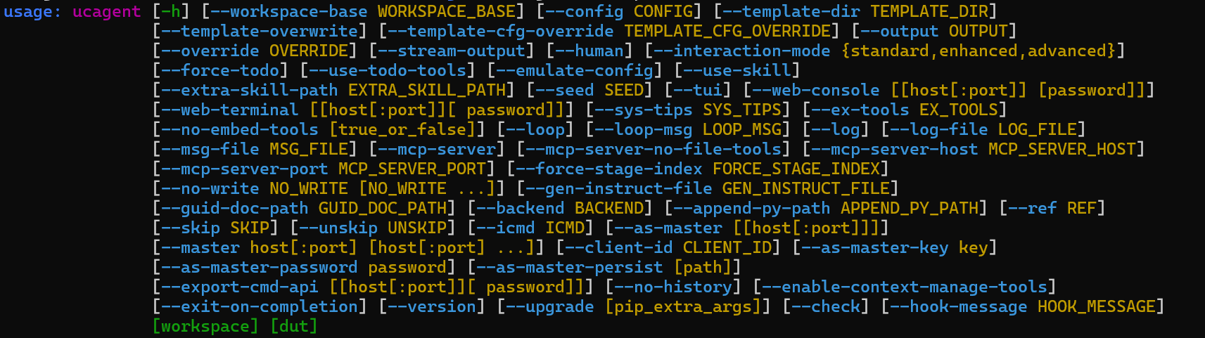 ucagent --help